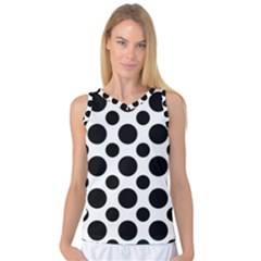 Seamless-polkadot-white-black Women s Basketball Tank Top by nate14shop