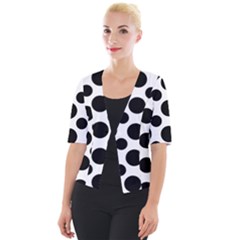 Seamless-polkadot-white-black Cropped Button Cardigan