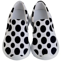 Seamless-polkadot-white-black Kids Lightweight Slip Ons by nate14shop