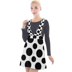 Seamless-polkadot-white-black Plunge Pinafore Velour Dress