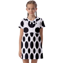 Seamless-polkadot-white-black Kids  Asymmetric Collar Dress