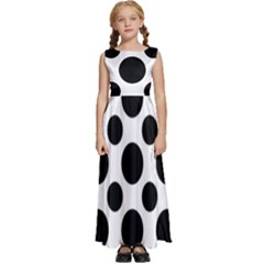 Seamless-polkadot-white-black Kids  Satin Sleeveless Maxi Dress by nate14shop