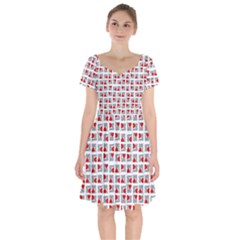 Spanish Love Phrase Motif Pattern Short Sleeve Bardot Dress by dflcprintsclothing