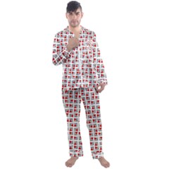 Spanish Love Phrase Motif Pattern Men s Long Sleeve Satin Pajamas Set by dflcprintsclothing