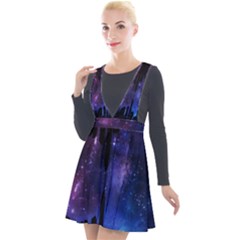 Digital-art Plunge Pinafore Velour Dress