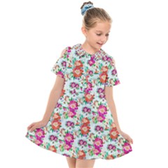 Floral Kids  Short Sleeve Shirt Dress by nate14shop