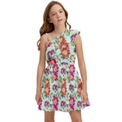 Floral Kids  One Shoulder Party Dress