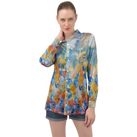 Oil-paint Long Sleeve Satin Shirt by nate14shop