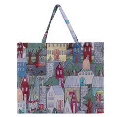 Painting Zipper Large Tote Bag by nate14shop