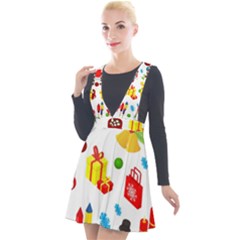 Christmas-celebration-seamless-pattern-background-vector Plunge Pinafore Velour Dress