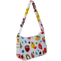 Christmas-celebration-seamless-pattern-background-vector Zip Up Shoulder Bag by nate14shop