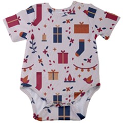 Christmas-gifts-socks-pattern Baby Short Sleeve Onesie Bodysuit by nate14shop