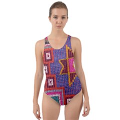 Abstrac-carpet Cut-out Back One Piece Swimsuit