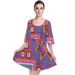 Abstrac-carpet Velour Kimono Dress