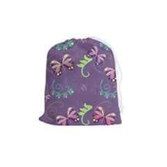 Background-butterfly Purple Drawstring Pouch (medium)