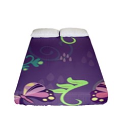 Background-butterfly Purple Fitted Sheet (full/ Double Size) by nate14shop