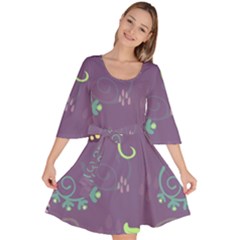 Background-butterfly Purple Velour Kimono Dress