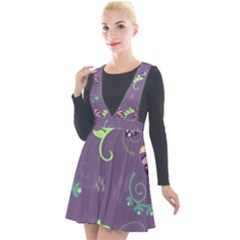 Background-butterfly Purple Plunge Pinafore Velour Dress