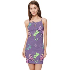 Background-butterfly Purple Summer Tie Front Dress