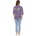 Background-butterfly Purple Women s Quarter Sleeve Pocket Shirt View4