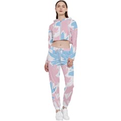 Flowers Cropped Zip Up Lounge Set