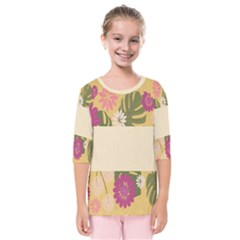 Flowers-mocca Kids  Quarter Sleeve Raglan Tee