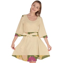 Flowers-mocca Velour Kimono Dress