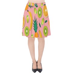 Fruits-orange Velvet High Waist Skirt by nate14shop