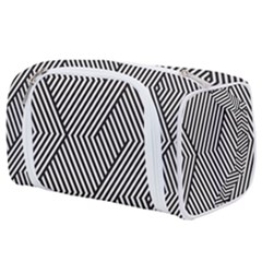 Vector-geometric-lines-pattern-simple-monochrome-texture-with-diagonal-stripes-lines-chevron-zigzag- Toiletries Pouch by nate14shop