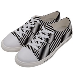 Vector-geometric-lines-pattern-simple-monochrome-texture-with-diagonal-stripes-lines-chevron-zigzag- Men s Low Top Canvas Sneakers by nate14shop