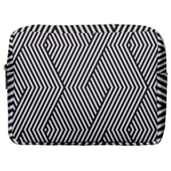 Vector-geometric-lines-pattern-simple-monochrome-texture-with-diagonal-stripes-lines-chevron-zigzag- Make Up Pouch (large) by nate14shop