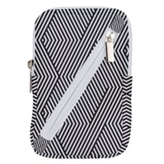 Vector-geometric-lines-pattern-simple-monochrome-texture-with-diagonal-stripes-lines-chevron-zigzag- Belt Pouch Bag (small) by nate14shop