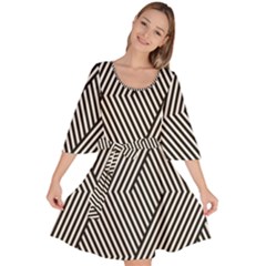 Vector-geometric-lines-pattern-simple-monochrome-texture-with-diagonal-stripes-lines-chevron-zigzag- Velour Kimono Dress