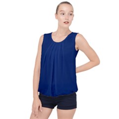 Dark Blue Bubble Hem Chiffon Tank Top by nate14shop