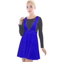 Background-blue Plunge Pinafore Velour Dress