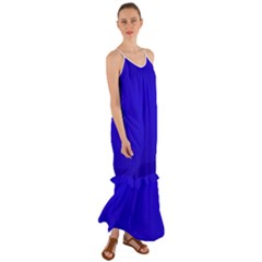 Background-blue Cami Maxi Ruffle Chiffon Dress