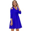 Background-blue Shoulder Cut Out Zip Up Dress View3