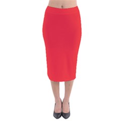 Background-red Velvet Midi Pencil Skirt