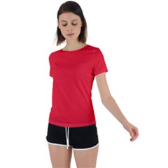 Background-red Back Circle Cutout Sports Tee by nate14shop