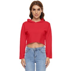 Background-red Women s Lightweight Cropped Hoodie