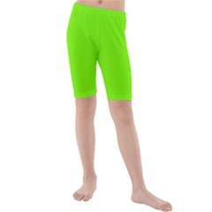 Grass-green-color-solid-background Kids  Mid Length Swim Shorts