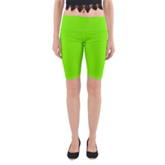 Grass-green-color-solid-background Yoga Cropped Leggings by nate14shop