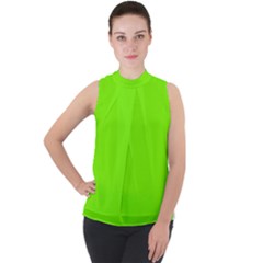 Grass-green-color-solid-background Mock Neck Chiffon Sleeveless Top by nate14shop