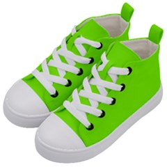 Grass-green-color-solid-background Kids  Mid-top Canvas Sneakers by nate14shop