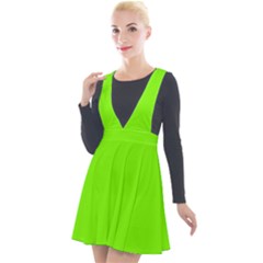 Grass-green-color-solid-background Plunge Pinafore Velour Dress