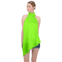 Grass-green-color-solid-background Halter Asymmetric Satin Top by nate14shop