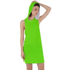 Grass-green-color-solid-background Racer Back Hoodie Dress by nate14shop