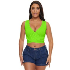 Grass-green-color-solid-background Women s Sleeveless Wrap Top by nate14shop