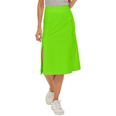 Grass-green-color-solid-background Midi Panel Skirt