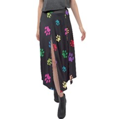 Footprints Velour Split Maxi Skirt by nate14shop